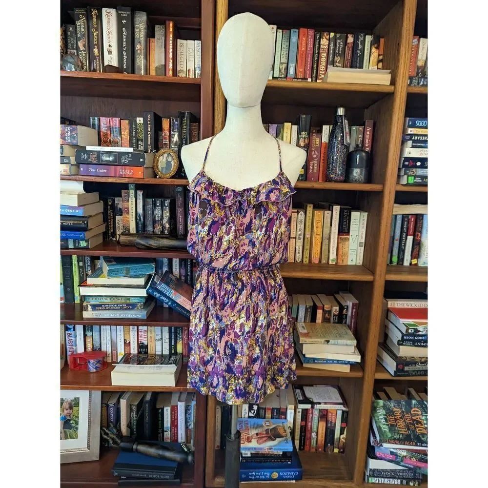 Parker silk floral mini sundress sz s euc